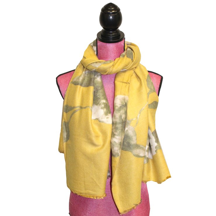 A photo of the Flowerly Cashmere Blend Scarf in Grey product