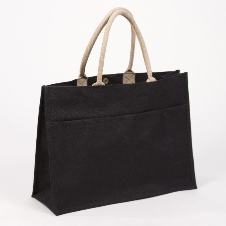 A photo of the Jute Pocket Tote in Black product