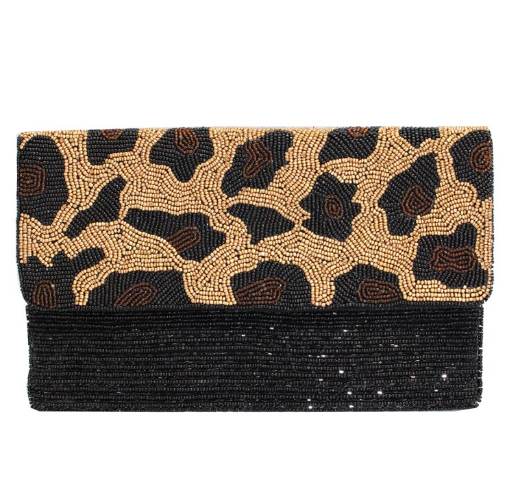 A photo of the Leopard Print Beaded Clutch product