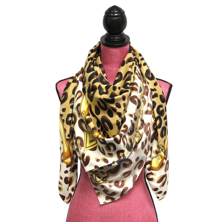 A photo of the Leopard Silk-Feel Scarf product