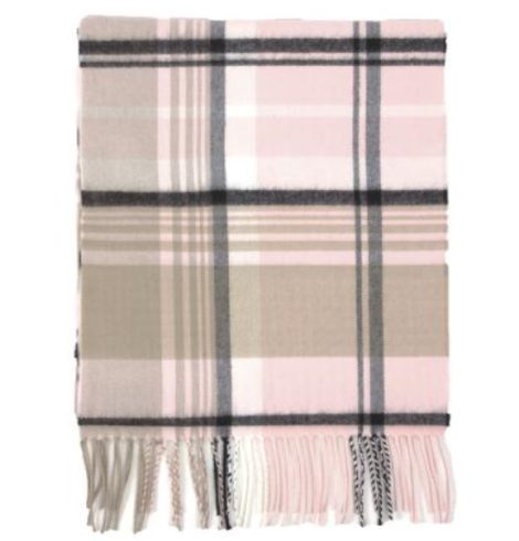 A photo of the Pink Crisp Plaid Cashmere Feel Scarf product