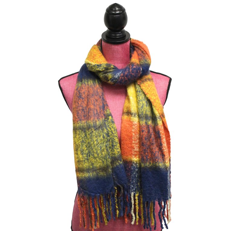 Preppy Plaid Scarf in Blue, Orange & Yellow Best of Everything