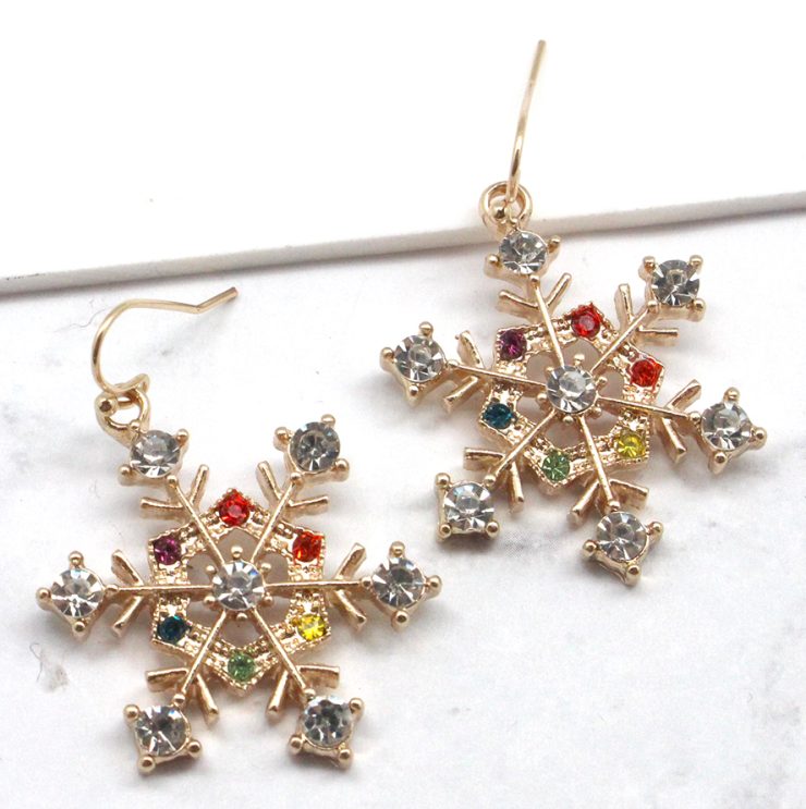 A photo of the Rainbow Snowflake Earrings product