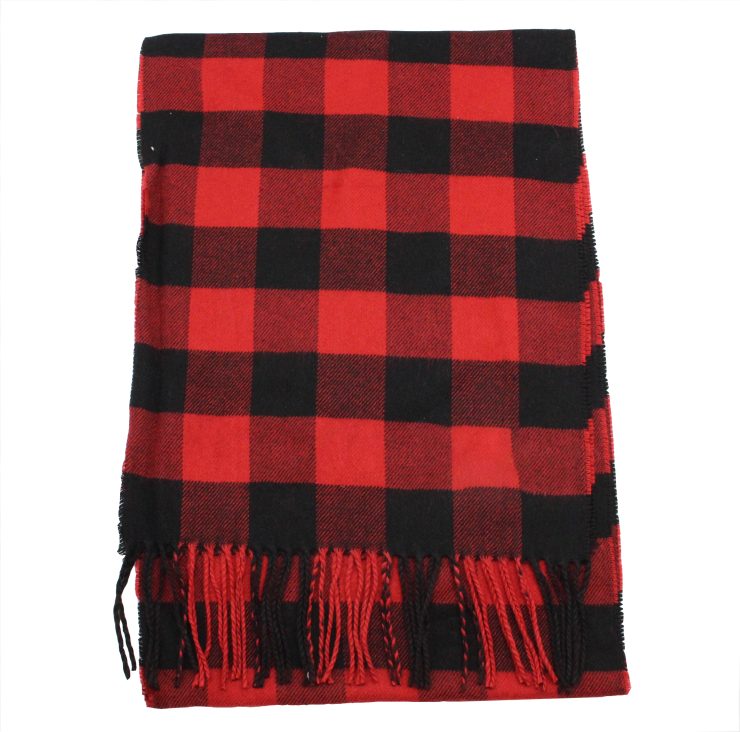 A photo of the Black and Red Buffalo Check Cashmere Feel Scarf product