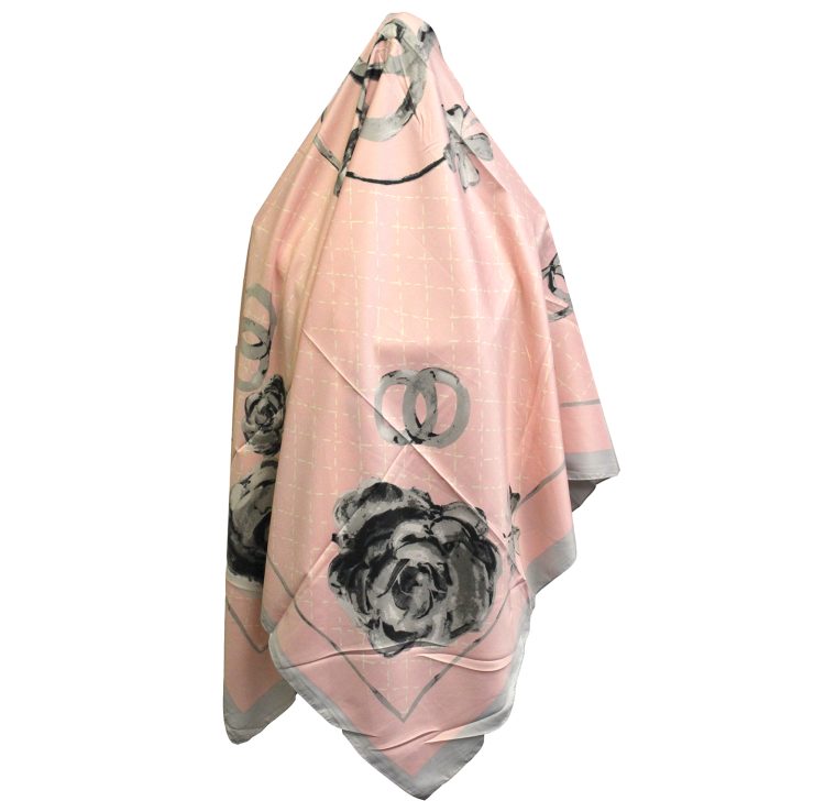 A photo of the Roses and Rings Silk-Feel Scarf product