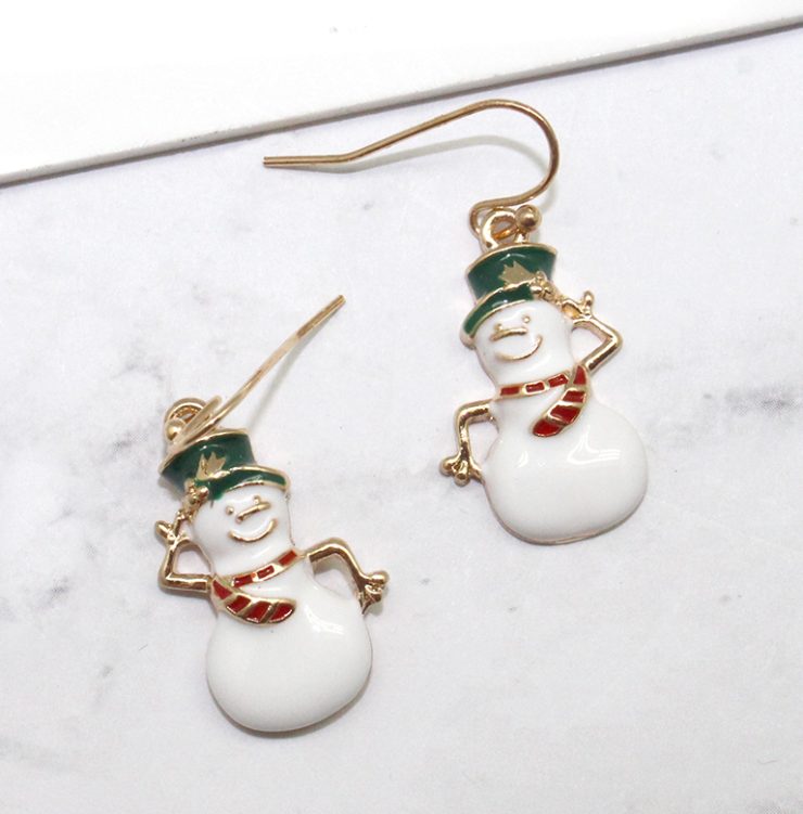 A photo of the Snowman Earrings product