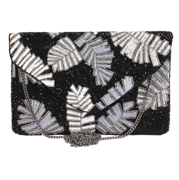 A photo of the Tropical Beaded Clutch in Black product
