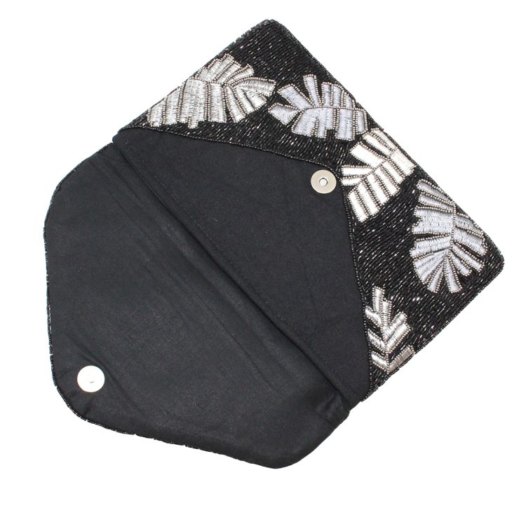 A photo of the Tropical Beaded Clutch in Black product