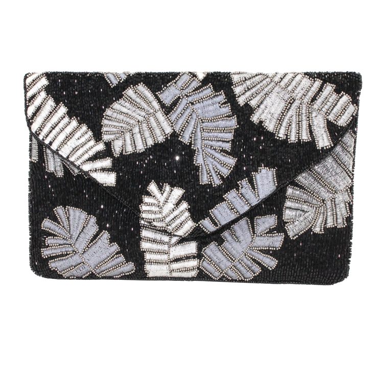 A photo of the Tropical Beaded Clutch in Black product