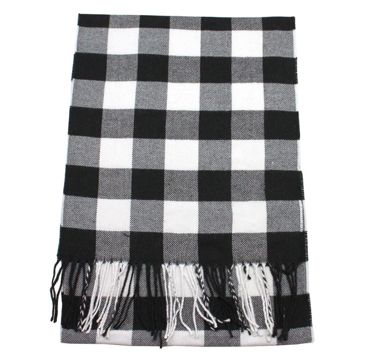 A photo of the Black and White Buffalo Check Cashmere Feel Scarf product