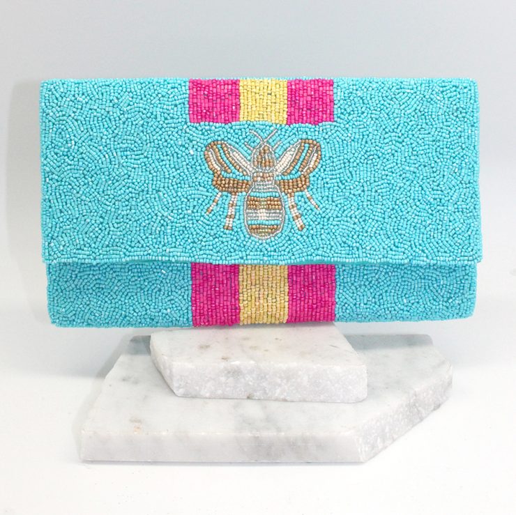 A photo of the Beeautiful Bee Handbag in Blue product