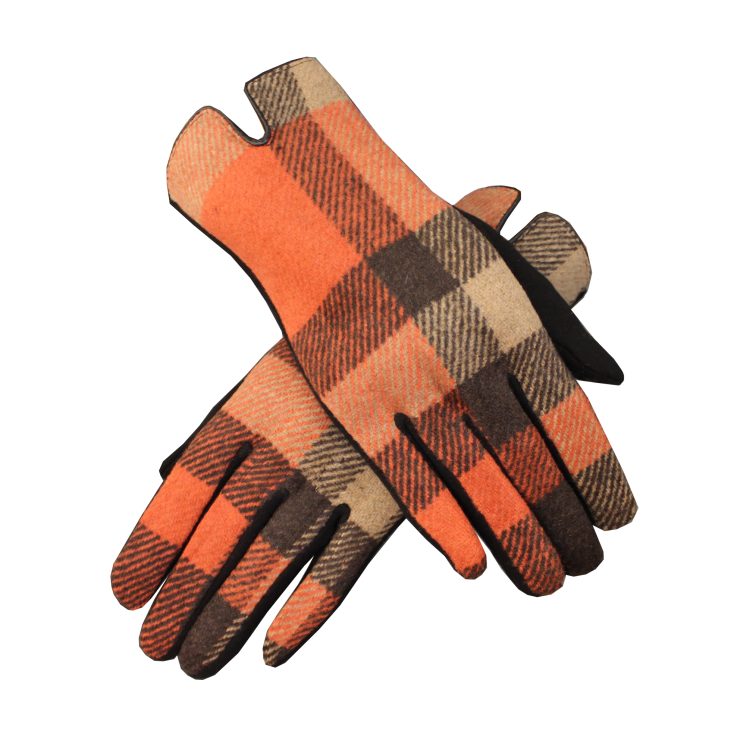 A photo of the Orange Buffalo Check Gloves product