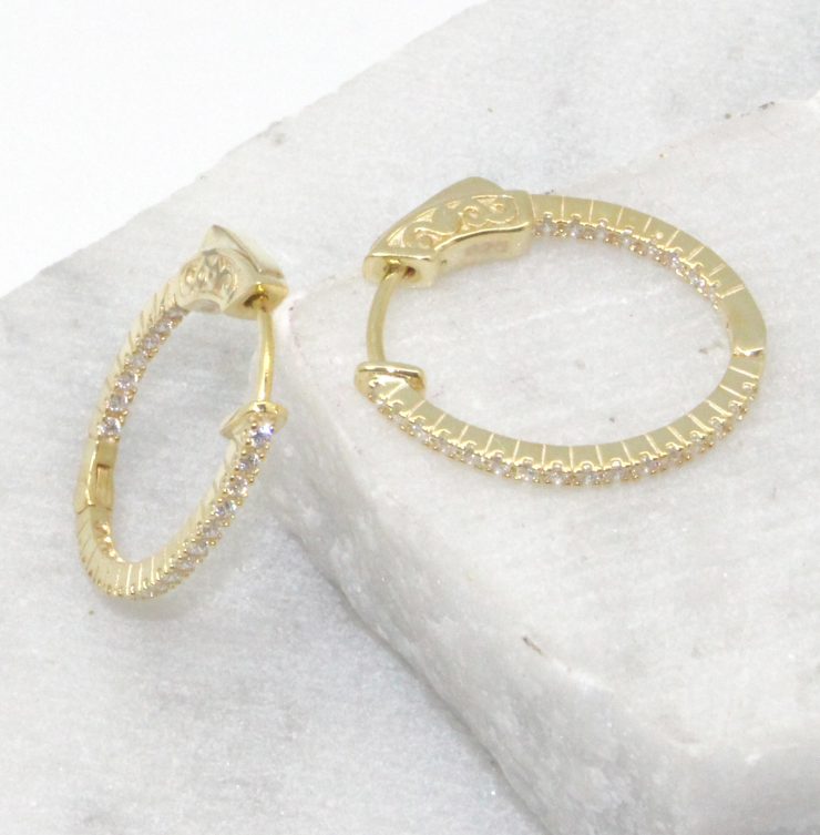 A photo of the Rhinestone Oval Hoop Earrings product