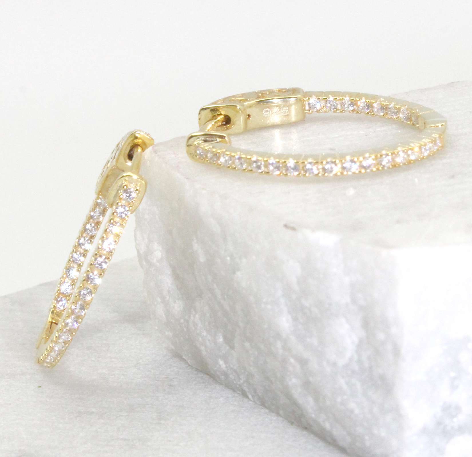 Rhinestone Oval Hoop Earrings - Best of Everything | Online Shopping