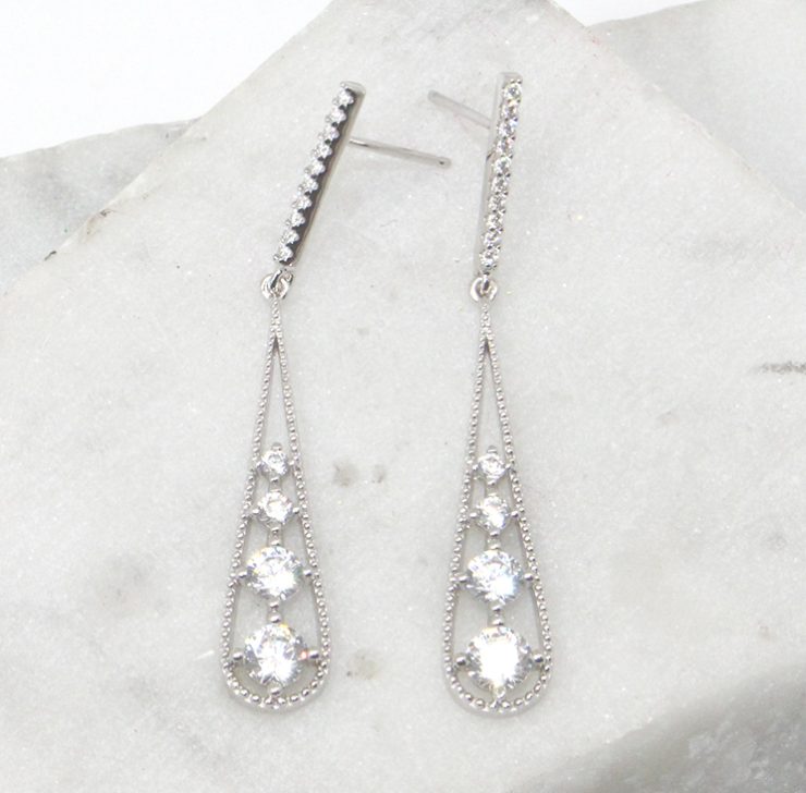 A photo of the Rhinestone Drop Earrings product
