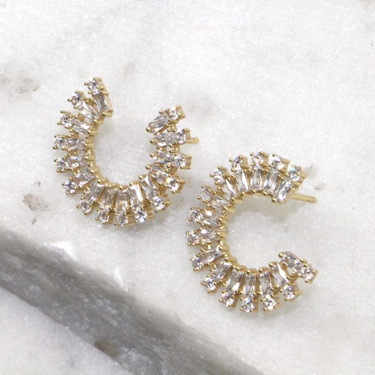 A photo of the Rhinestone Rim Earrings product