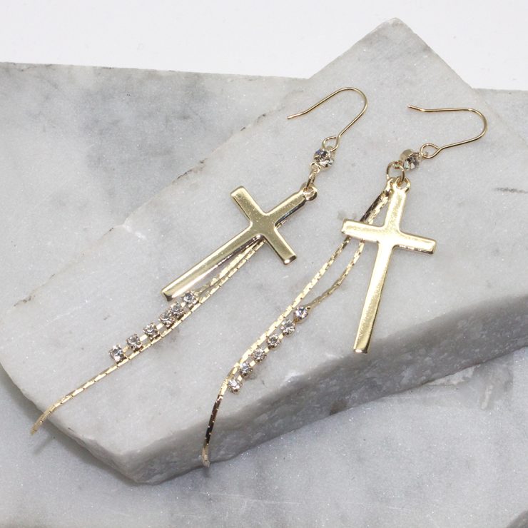 A photo of the Sparkle Cross Earrings product
