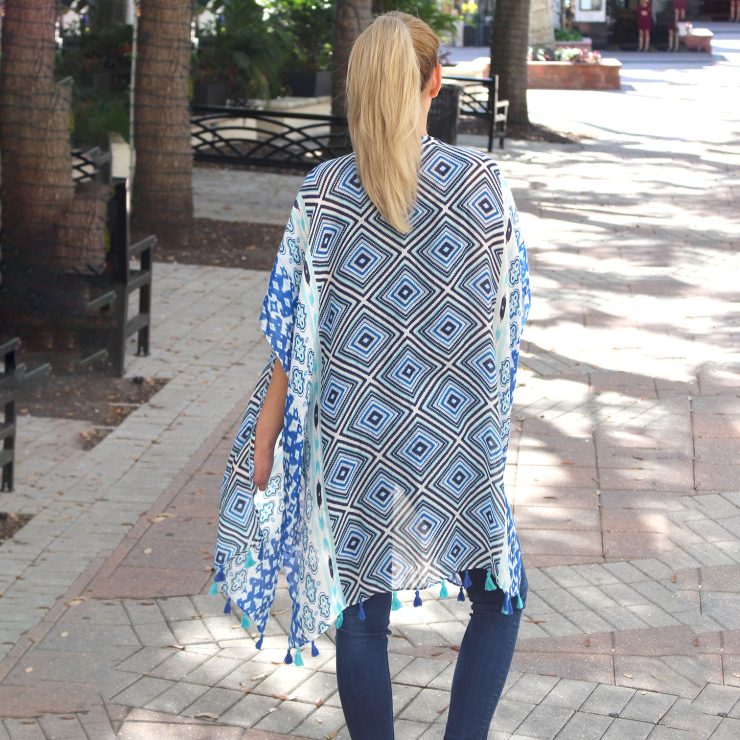 A photo of the Blue Squares Kimono product