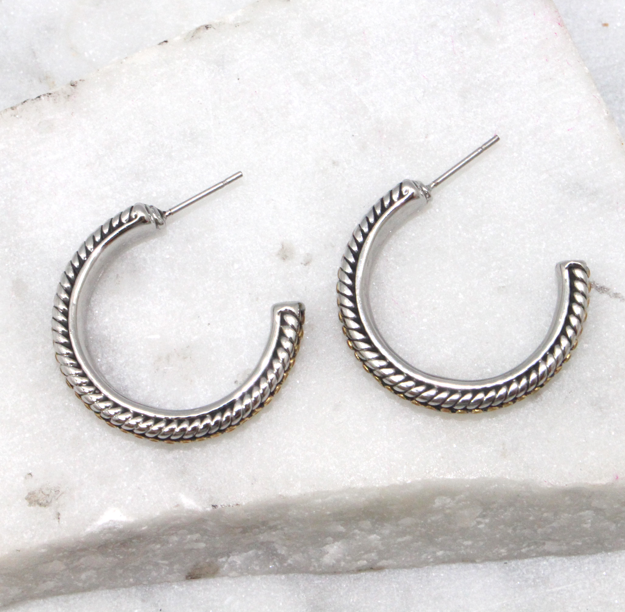 Two Tone Braided Hoop Earrings - Best of Everything | Online Shopping