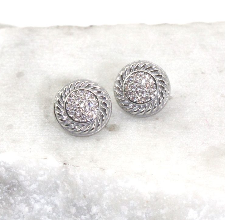 A photo of the Cable Trim Rhinestone Earrings product