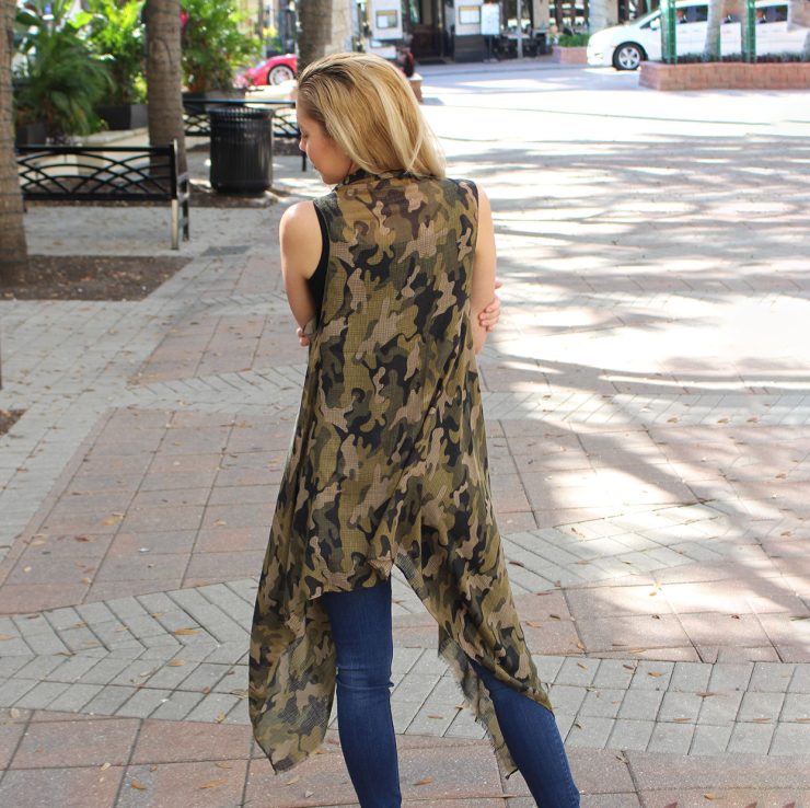 A photo of the Camo Print Vest Kimono product