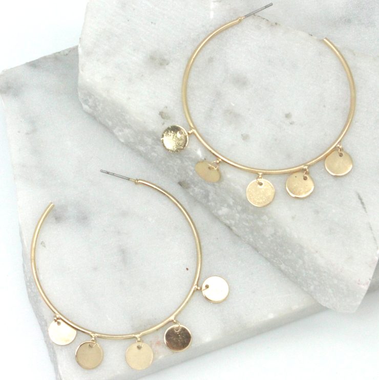 A photo of the Coin Hoop Earrings product