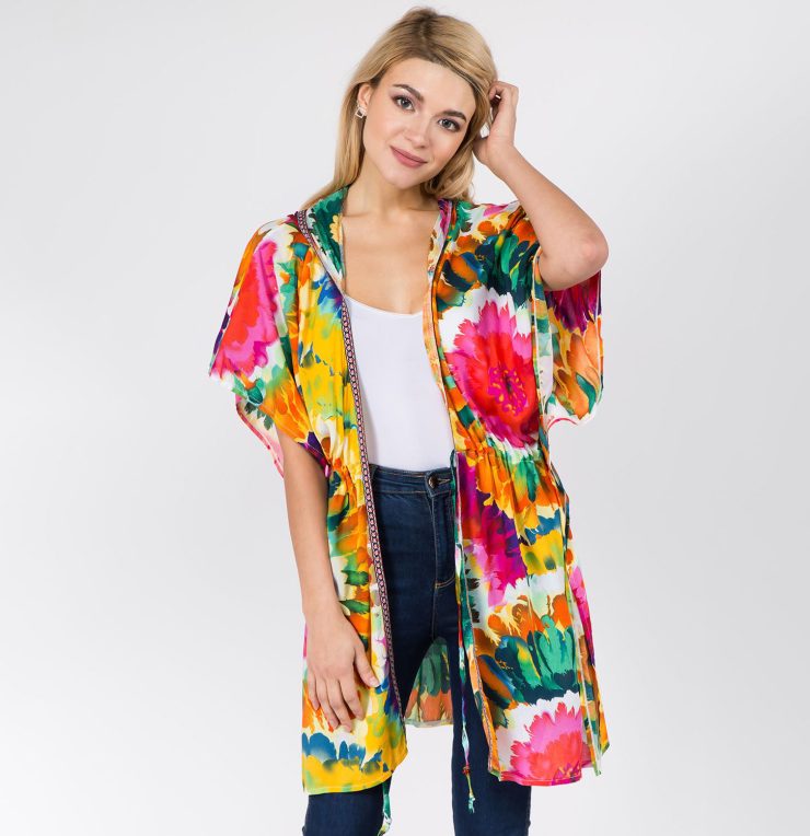A photo of the Floral Hooded Kimono product