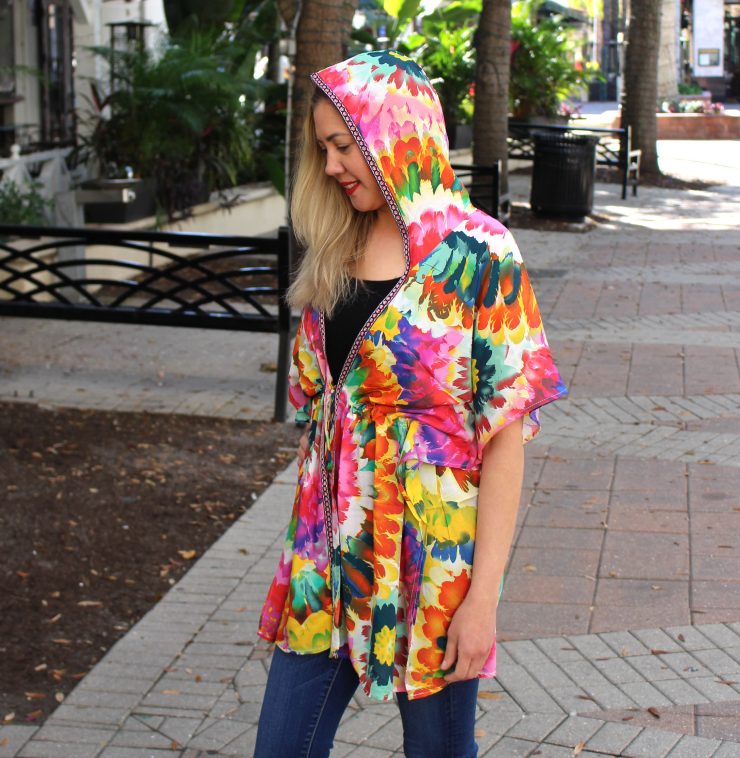 A photo of the Floral Hooded Kimono product