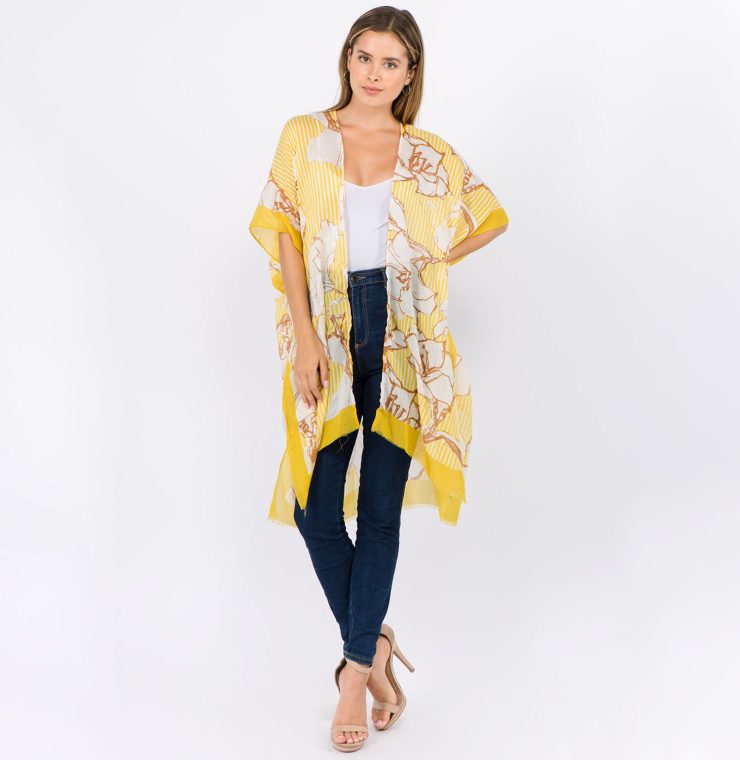 A photo of the Floral Striped Kimono product