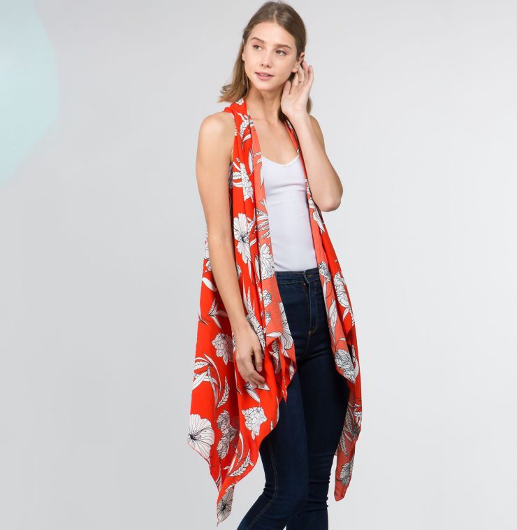 A photo of the Floral Vest Kimono product