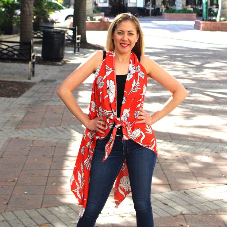 A photo of the Floral Vest Kimono product