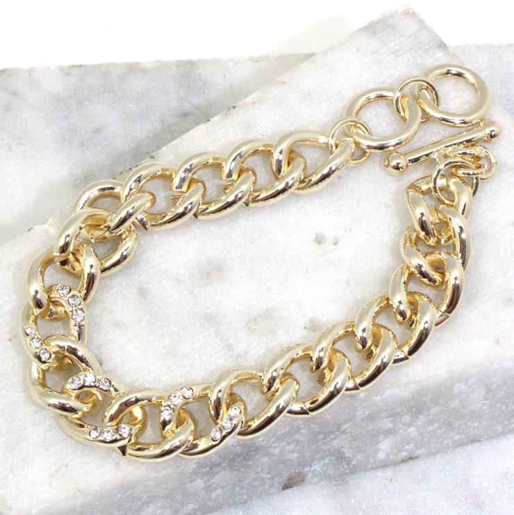A photo of the Gold Links Rhinestone Bracelet product