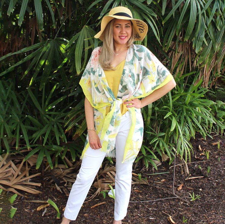 A photo of the Tropical Pastel Kimono product