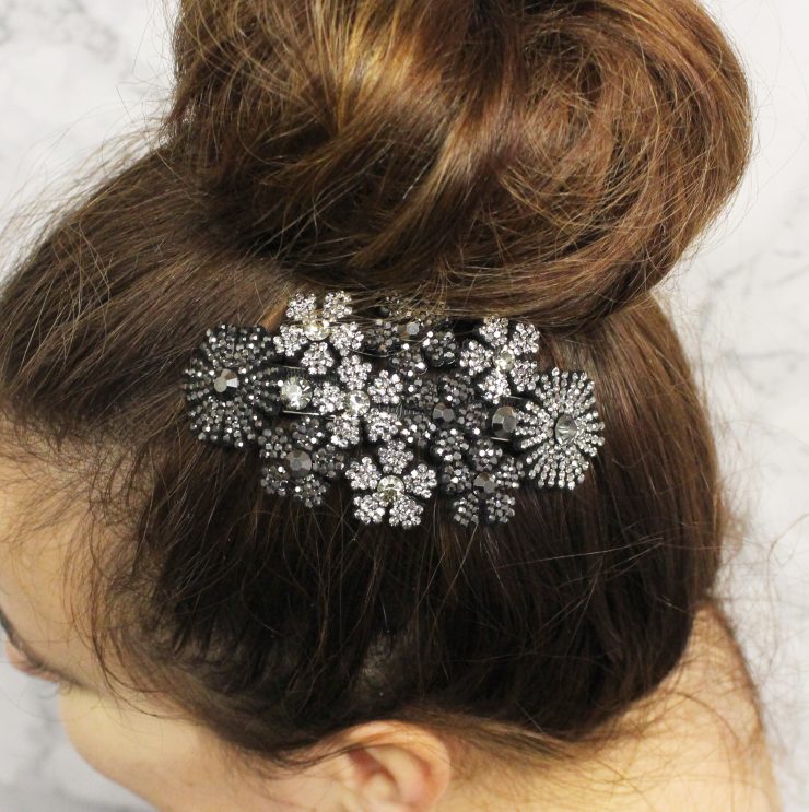 A photo of the Rhinestone Flower Barrette product