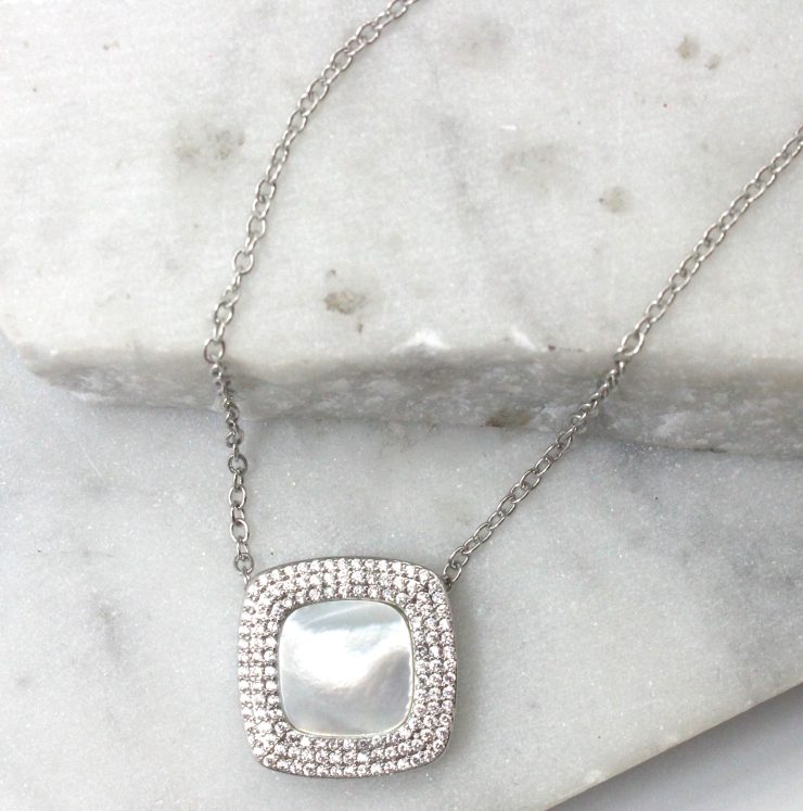 A photo of the White Rhinestone Chain Necklace product