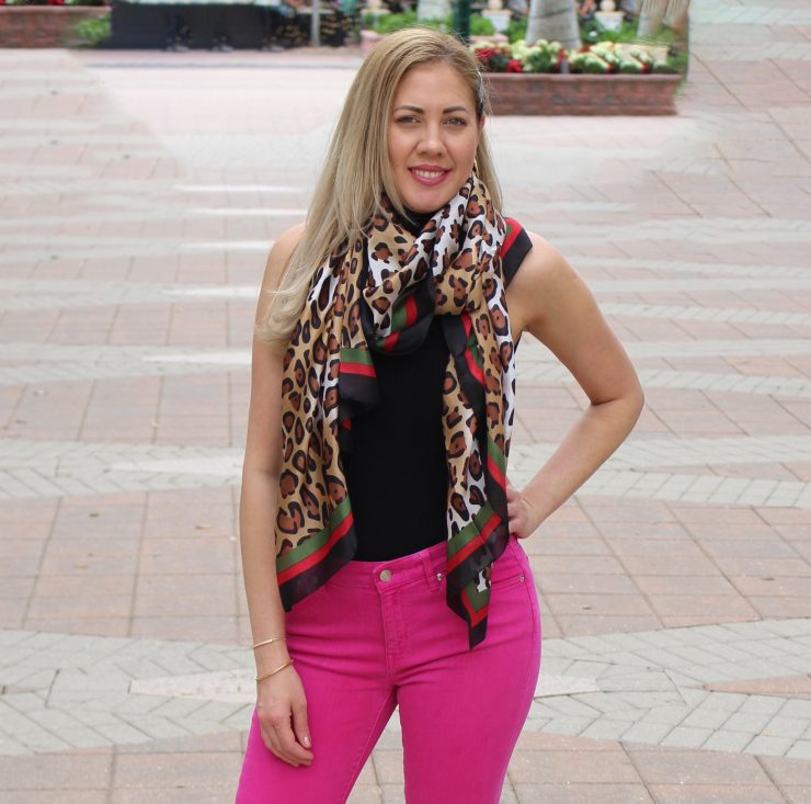 A photo of the Leopard Stripe Scarf product