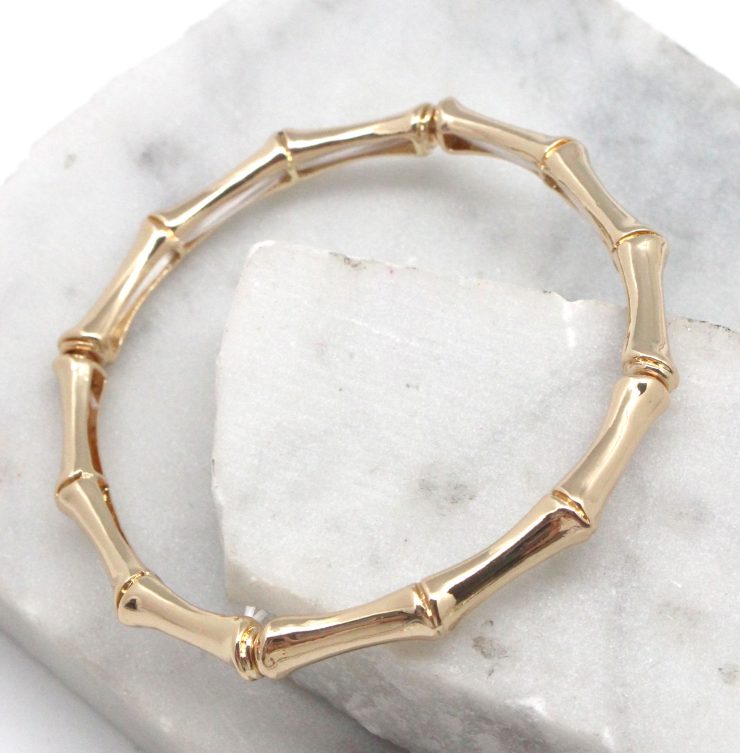 A photo of the Bamboo Stretch Bracelet in Gold product