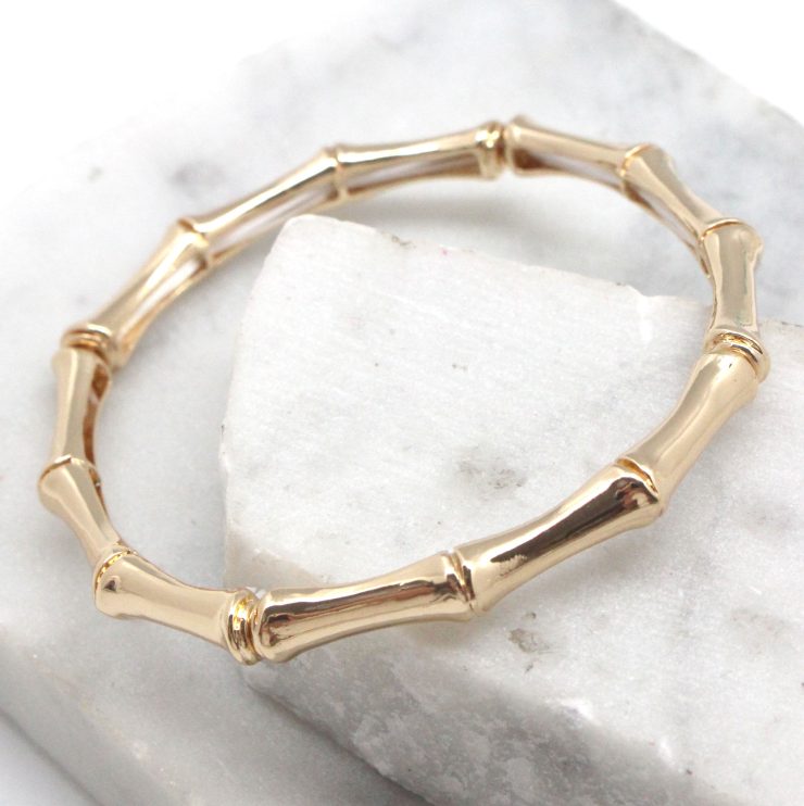 A photo of the Bamboo Stretch Bracelet in Gold product