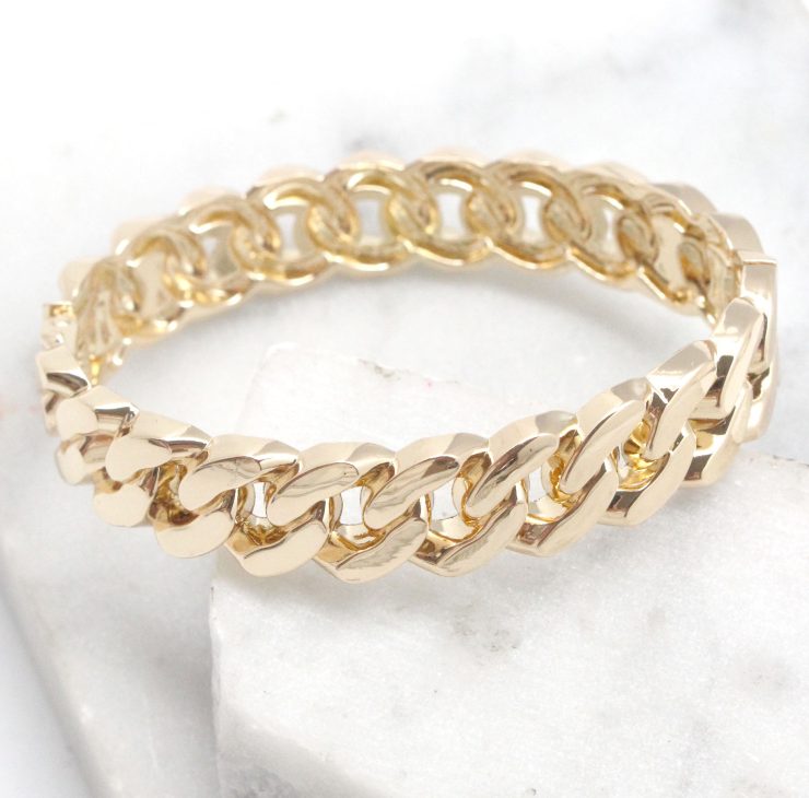 A photo of the Chain Link Bangle in Silver product