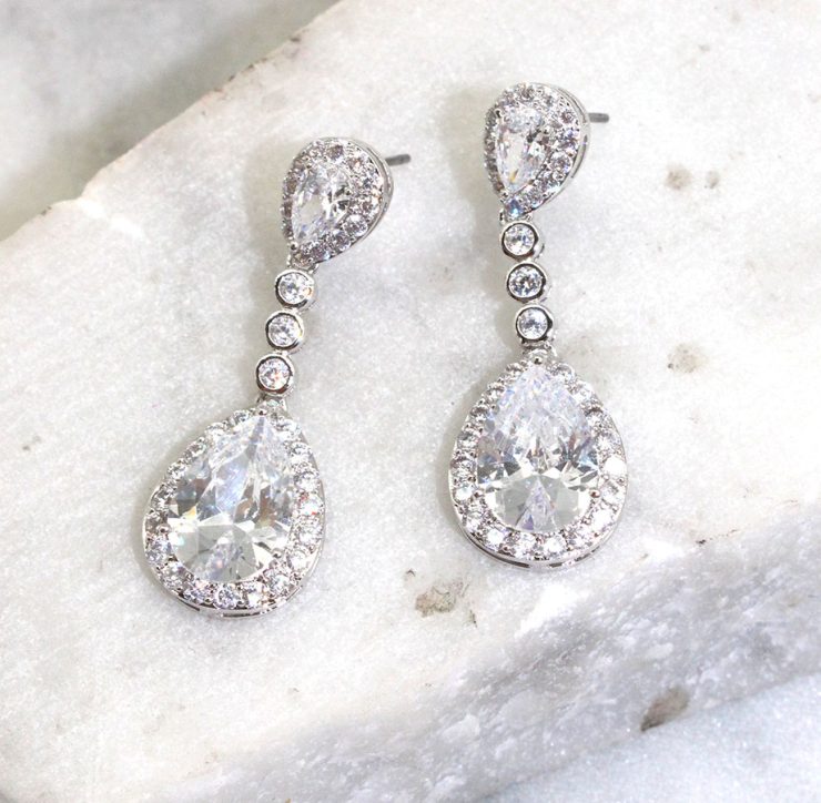 A photo of the Crystal Drop Earrings product