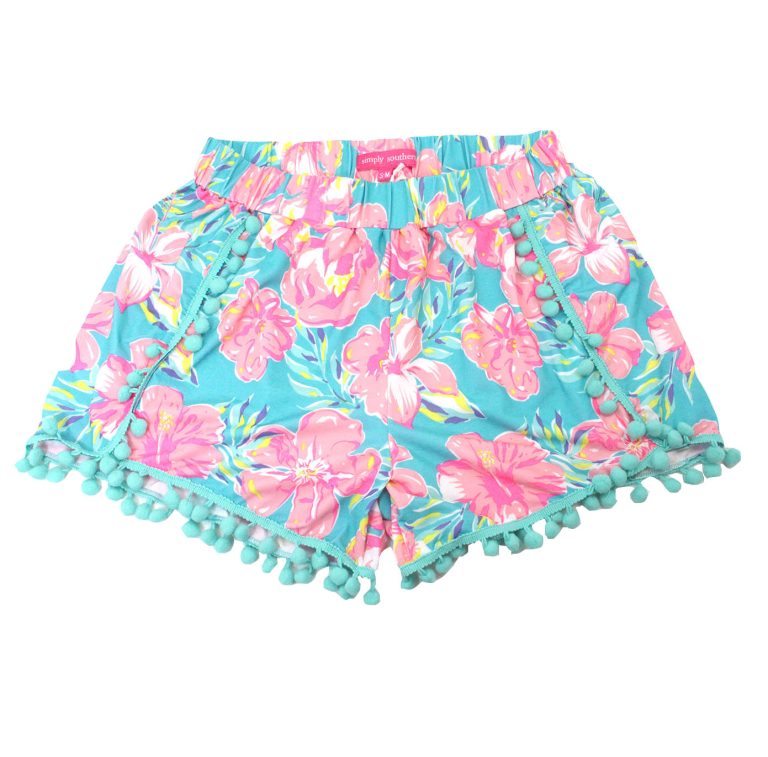 Tropical Hibiscus Pom Pom Shorts - Best of Everything | Online Shopping