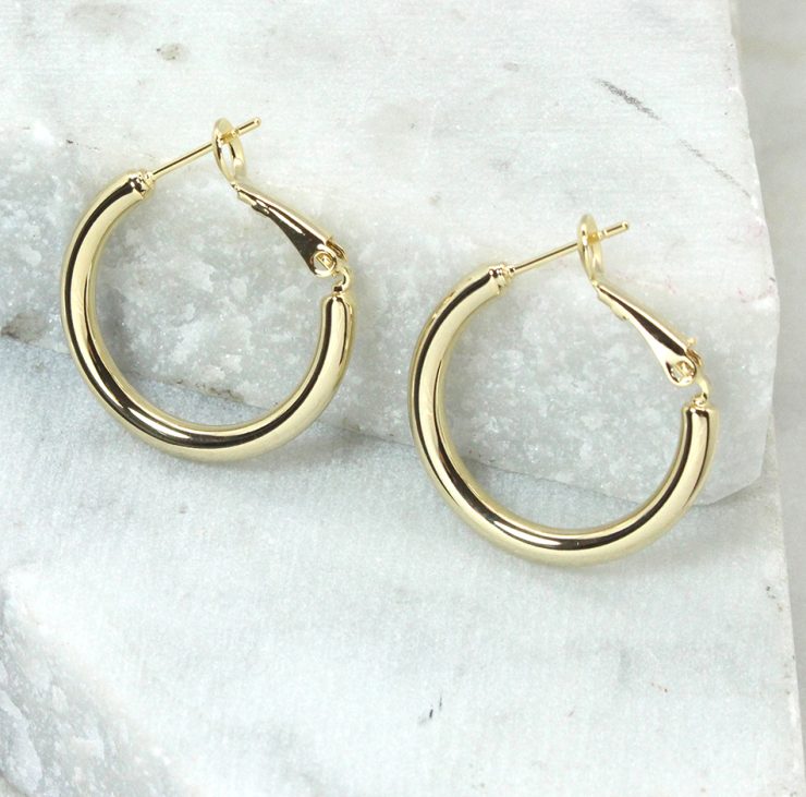 A photo of the Evelynn Hoop Earrings product