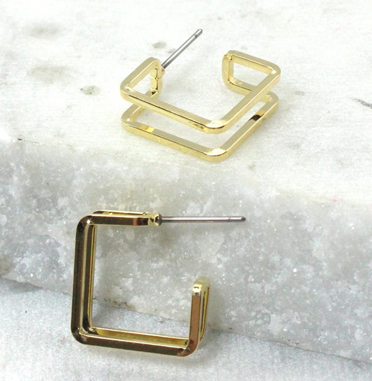 A photo of the Square Hooplette Earrings product