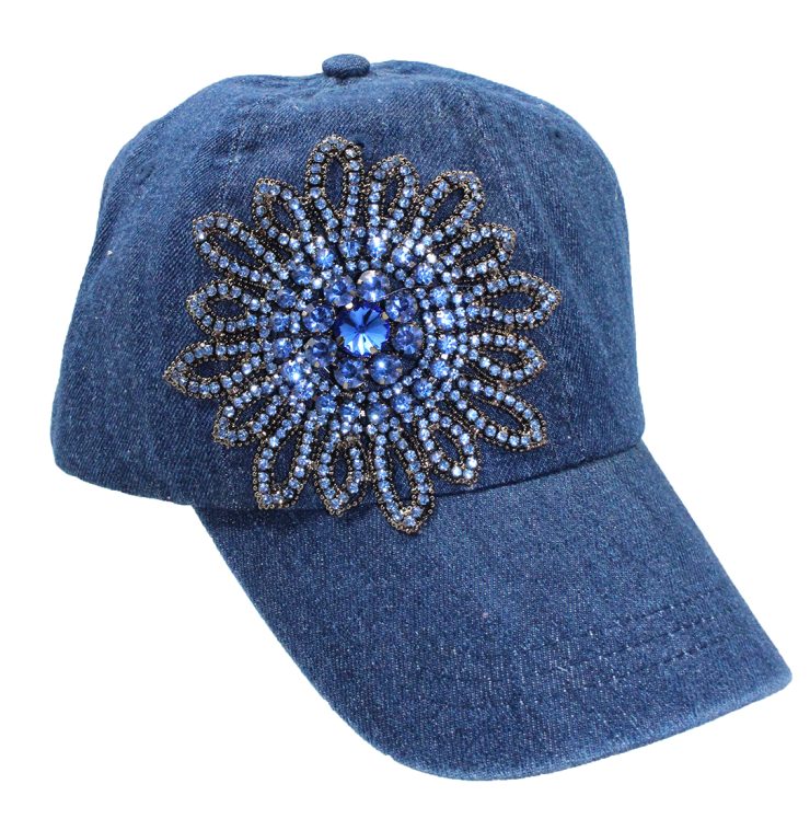 A photo of the Allie Rhinestone Hat in Denim product