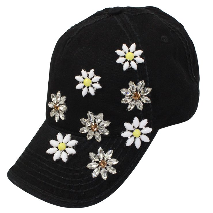 A photo of the Black Daisy Ponytail Baseball Cap product