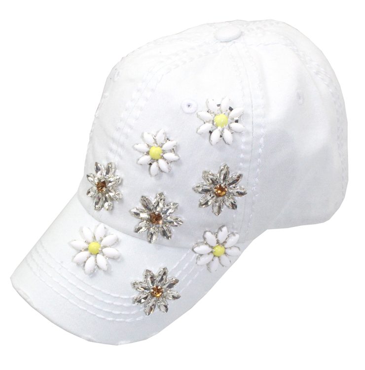 A photo of the White Daisy Rhinestone Hat product