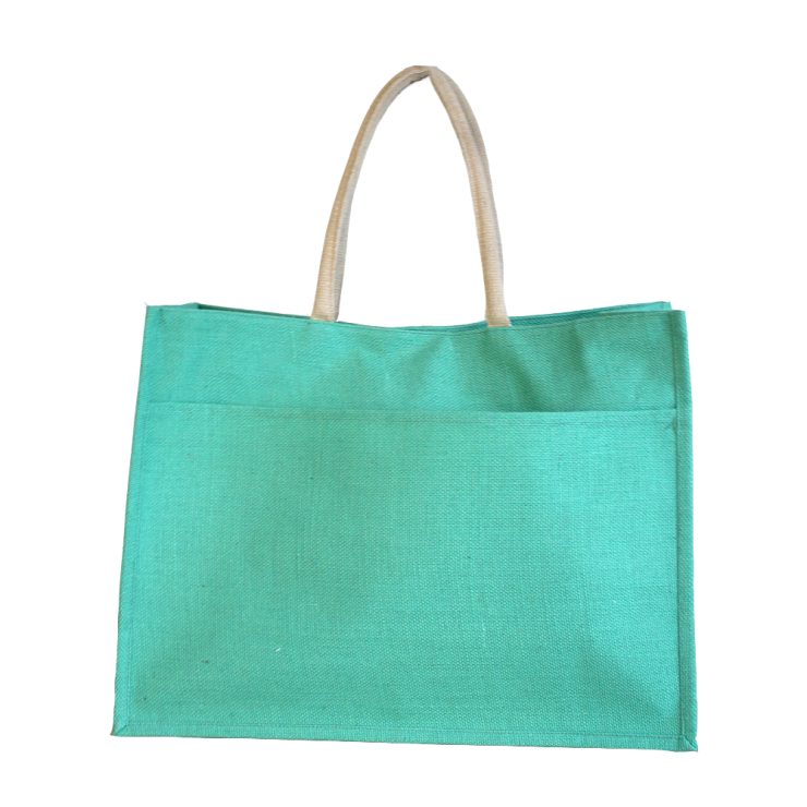 A photo of the Jute Pocket Tote in Kelly Green product