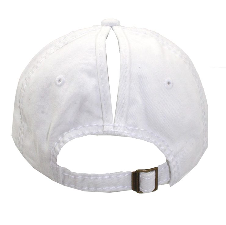 A photo of the Pearl Ponytail Baseball Cap in White product