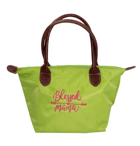 A photo of the Blessed Mama Tote In Green product