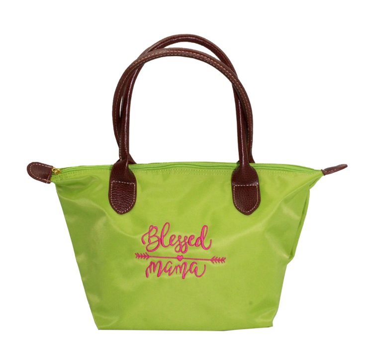 A photo of the Blessed Mama Tote In Green product